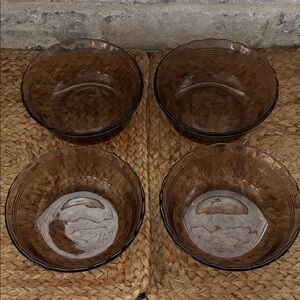 Pyrex Amber Glass Vintage Teardrop Cereal Bowls Lot of 4